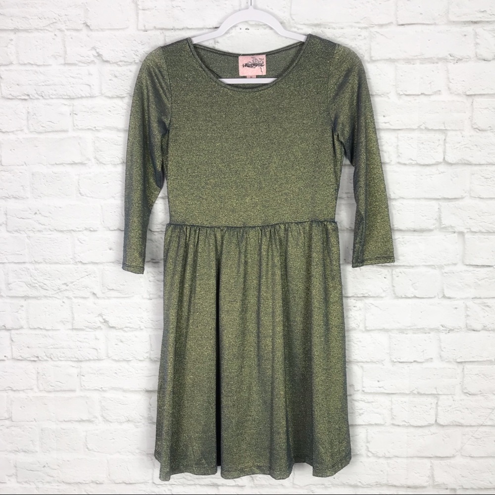 Epilogue M Blue Metallic LongSleeve Cut Out Dress